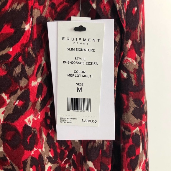 New Equipment Slim Signature Shirt Merlot Multi Print Medium - Picture 9 of 9
